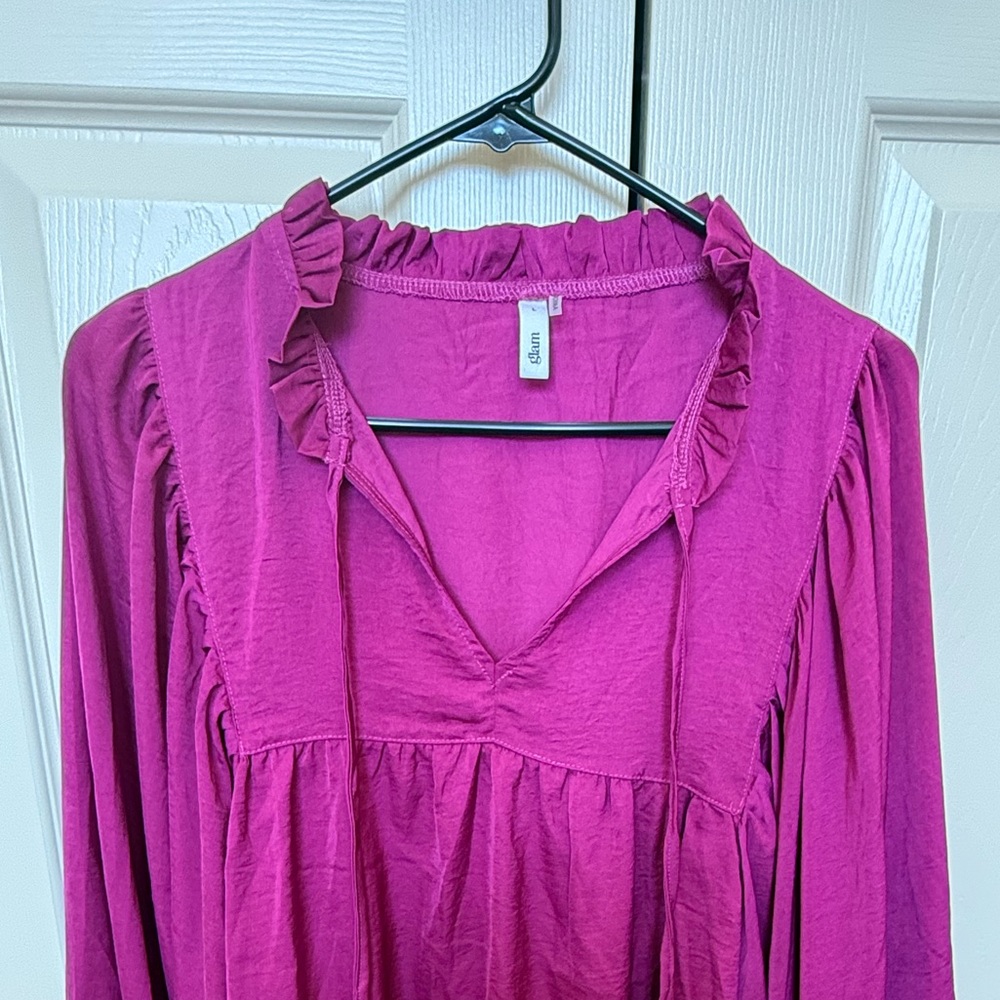 Glam Fuchsia Ruffled Blouse